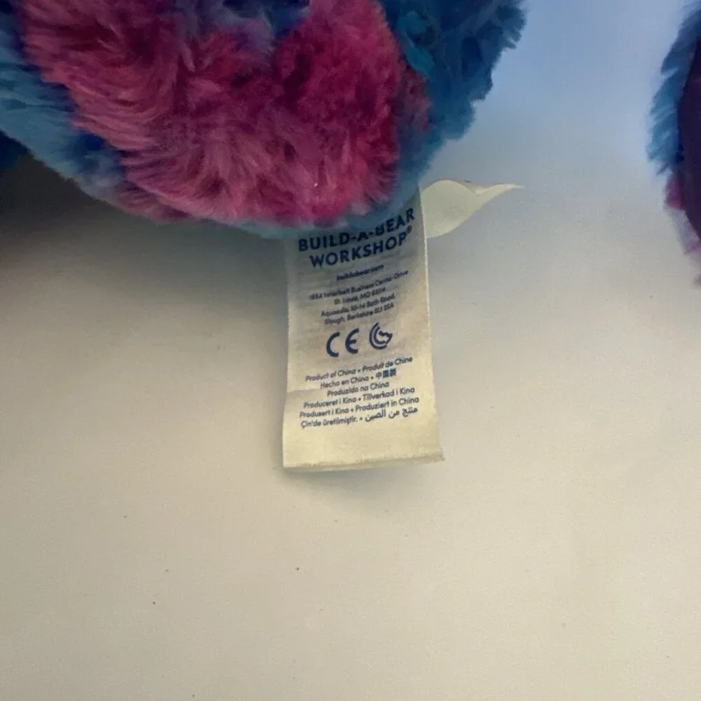 2017 Build a Bear Tie Dye Bunny Magenta Cobal Blue Purple 16" Plush VGUC Read - Picture 3 of 4